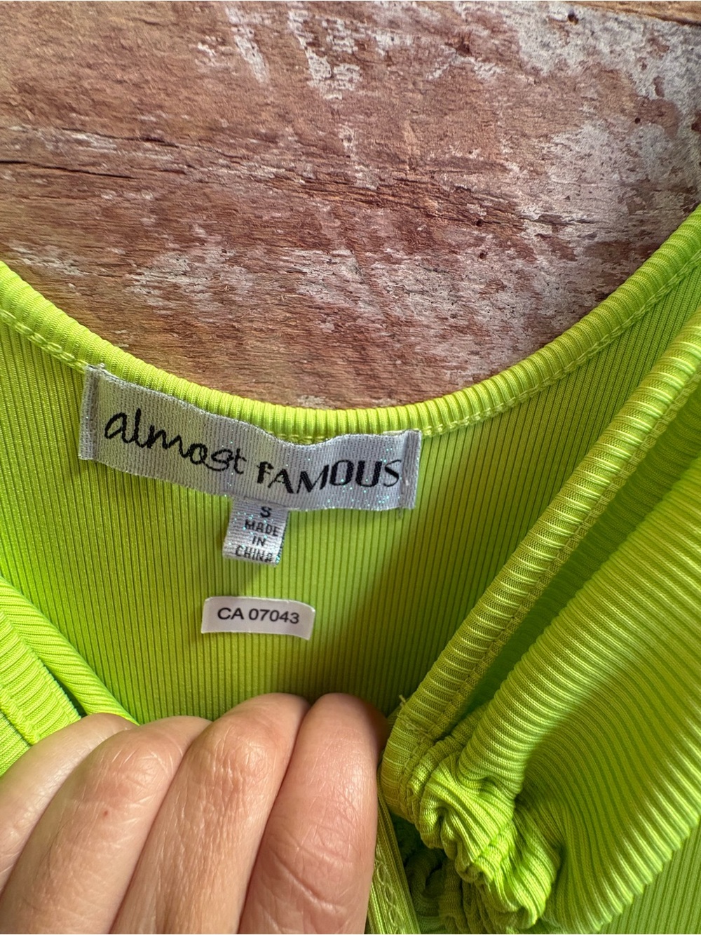 Almost Famous Neon Lime Ribbed Tank with Front Drawstring - Picture 3 of 8